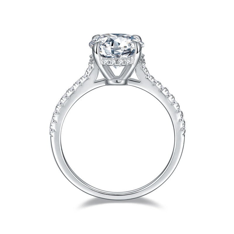 925 Silver Moissanite Engagement Ring, Round Cut 4-Prong Solitaire Ring for Women product image