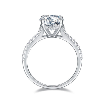 925 Silver Moissanite Engagement Ring, Round Cut 4-Prong Solitaire Ring for Women