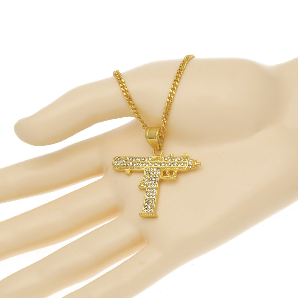 Iced Hip Hop Pendant Necklace for Men & Women – Rhinestone Alloy Charm with 3mm 60cm Cuban Chain product image