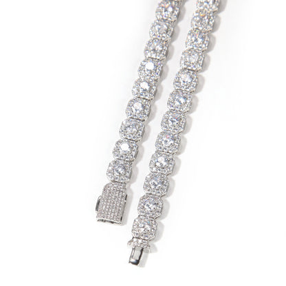 Unisex Iced Octagon Cubic Zirconia Bracelet - Gold or Silver Tone Hip Hop Statement Chain