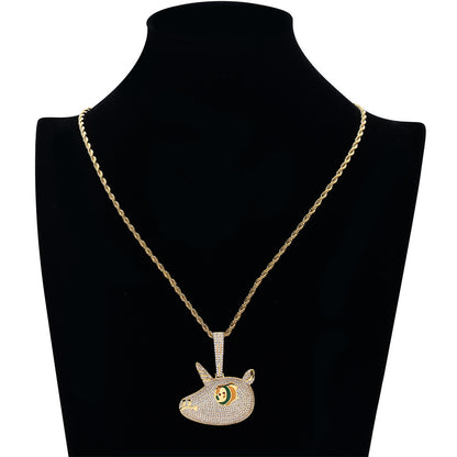Hip Hop Eye Cubic Zirconia Pendant Necklace for Men and Women