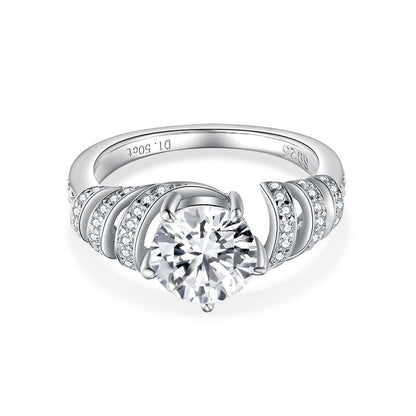 Round Cut Moissanite Ring for Women, 1.5 Carat S925 Engagement Ring, Split Shank Promise Ring, 18k Gold Plated
