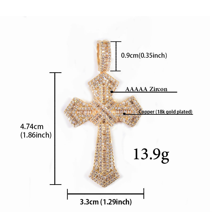 Iced Out Cross Pendant Necklace for Men Unisex Hip Hop Jewelry