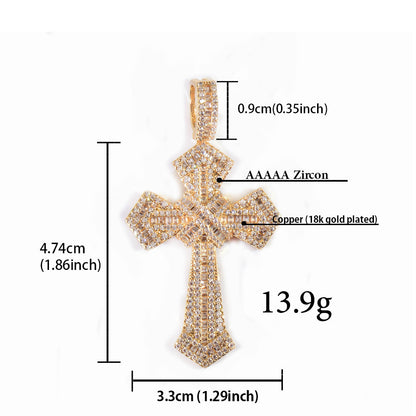 Iced Out Cross Pendant Necklace for Men Unisex Hip Hop Jewelry