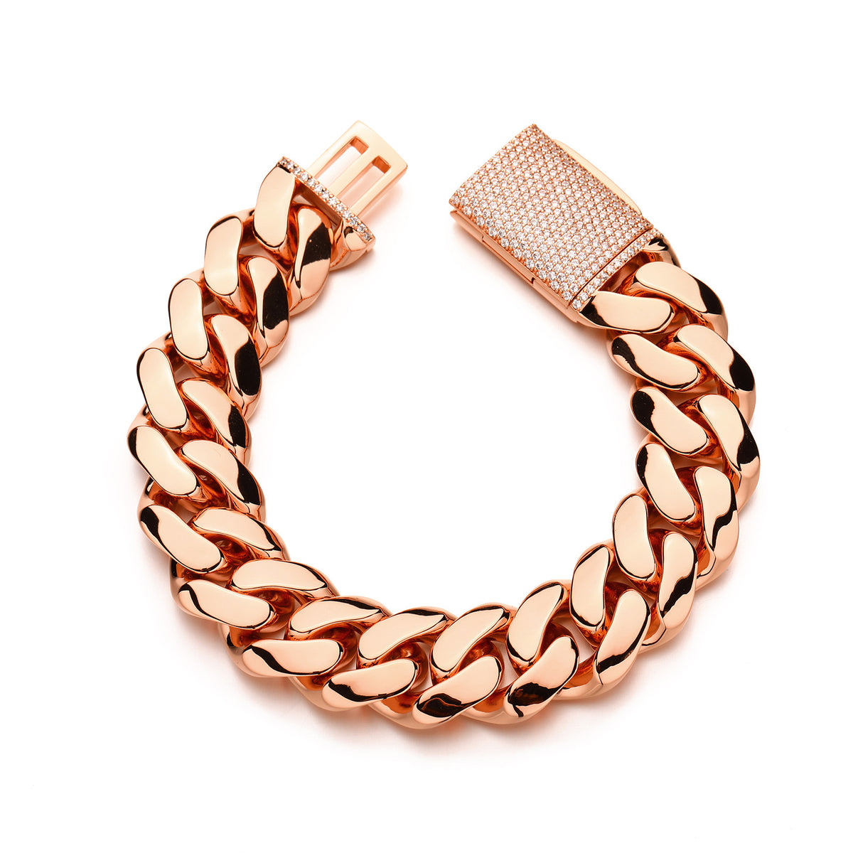 Rose Gold Iced Out Cuban Link Chain Necklace & Bracelet Set in Cubic Zirconia product image