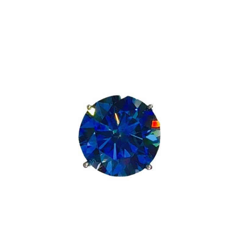 Blue Moissanite Ring for Women, Round Cut Four-Prong Solitaire Ring, 1 to 10 Carat Sizes 9-20 product image