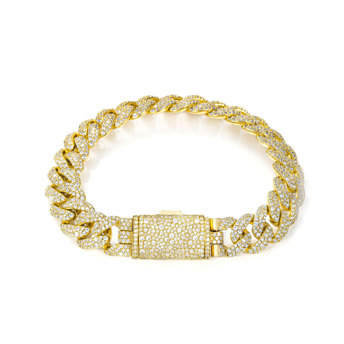 12mm Cuban Link Cubic Zirconia Bracelet, Unisex Hip Hop Chain Bracelet, 7-9 Inch product image