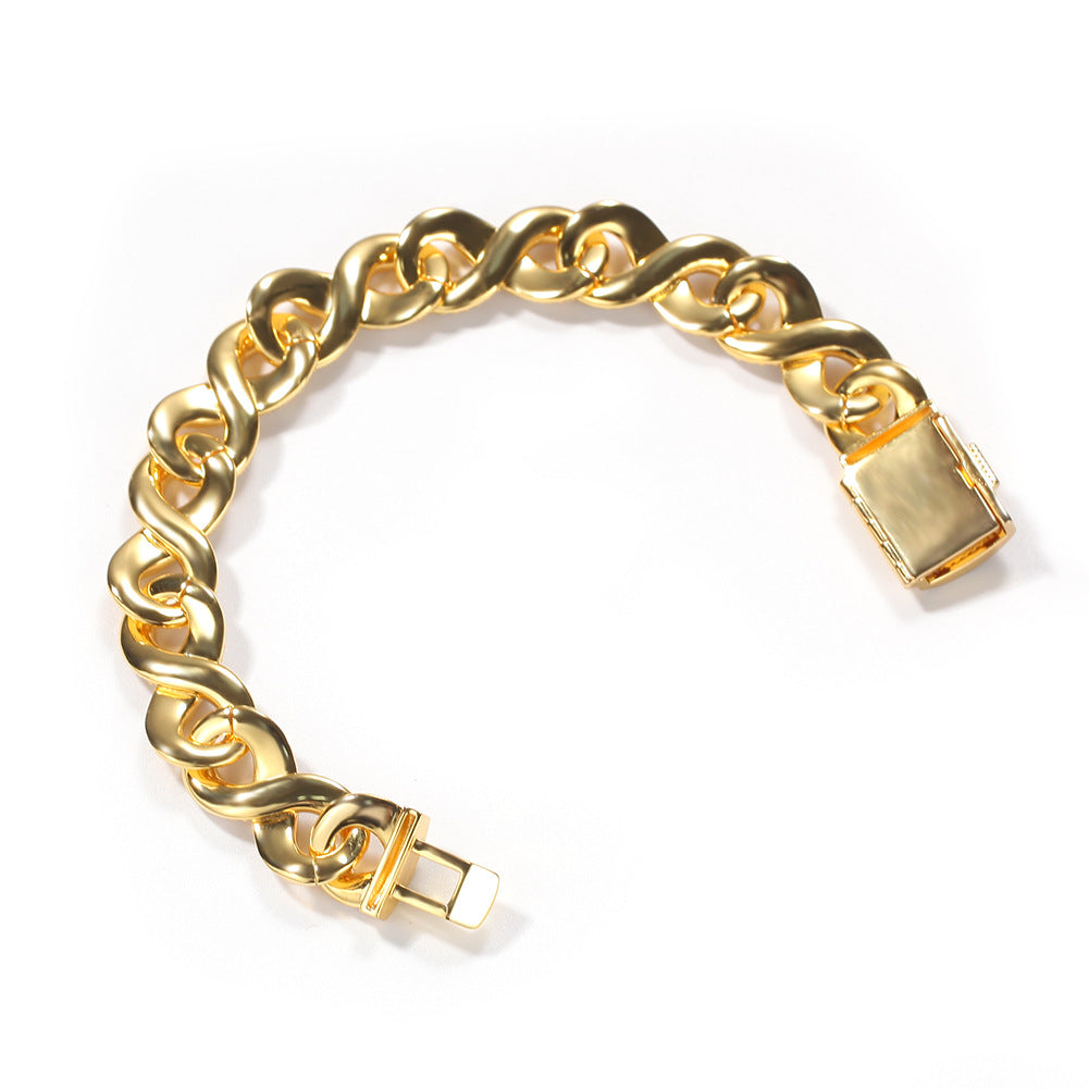 Iced Cuban Link Bracelet for Women & Men - Gold Plated or Silver Plated Line Design Statement Chain Bracelet