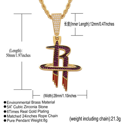 Hip Hop Letter Copper Pendant Necklace for Men and Women