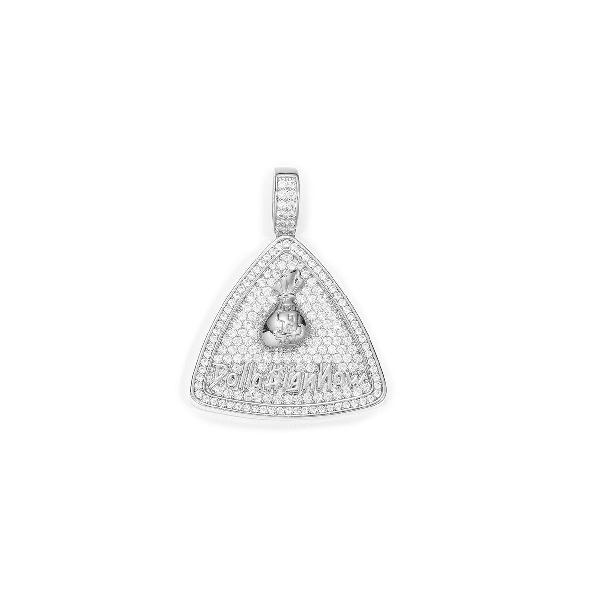Iced Out Triangle Money Bag Pendant Necklace with Rope Chain product image