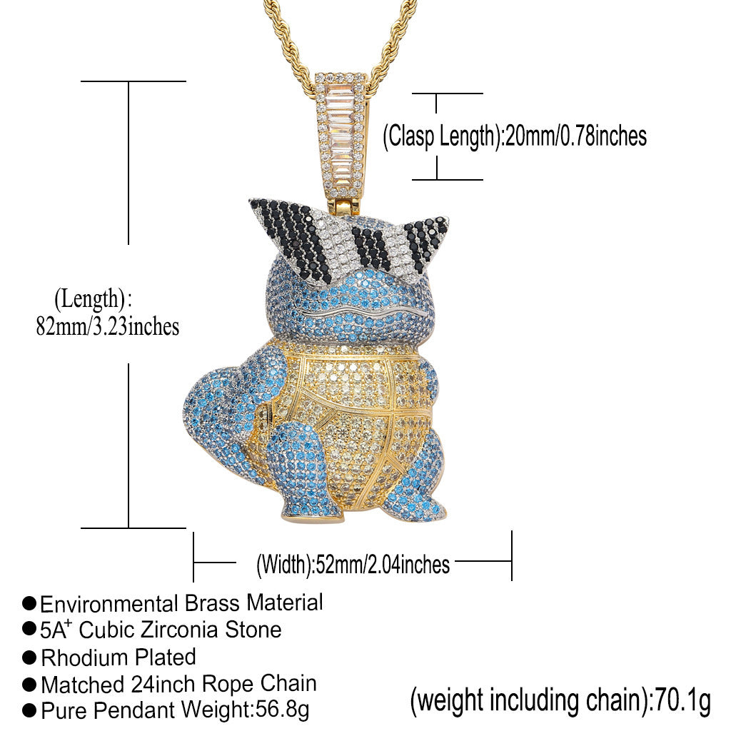 Hip Hop Fashion Cubic Zirconia Pendant Necklace for Men and Women