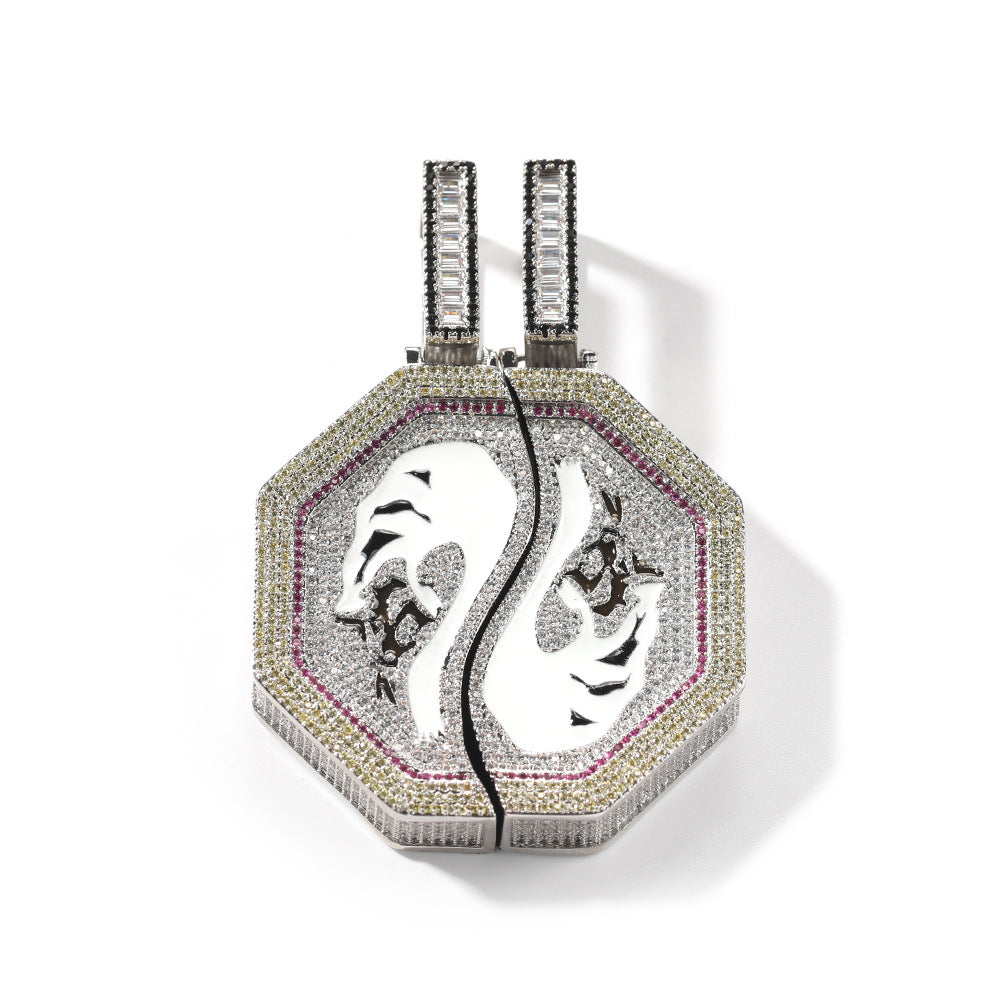 Iced Zodiac Horse or Tiger Pendant Necklace with Cubic Zirconia Hip Hop Chain product image