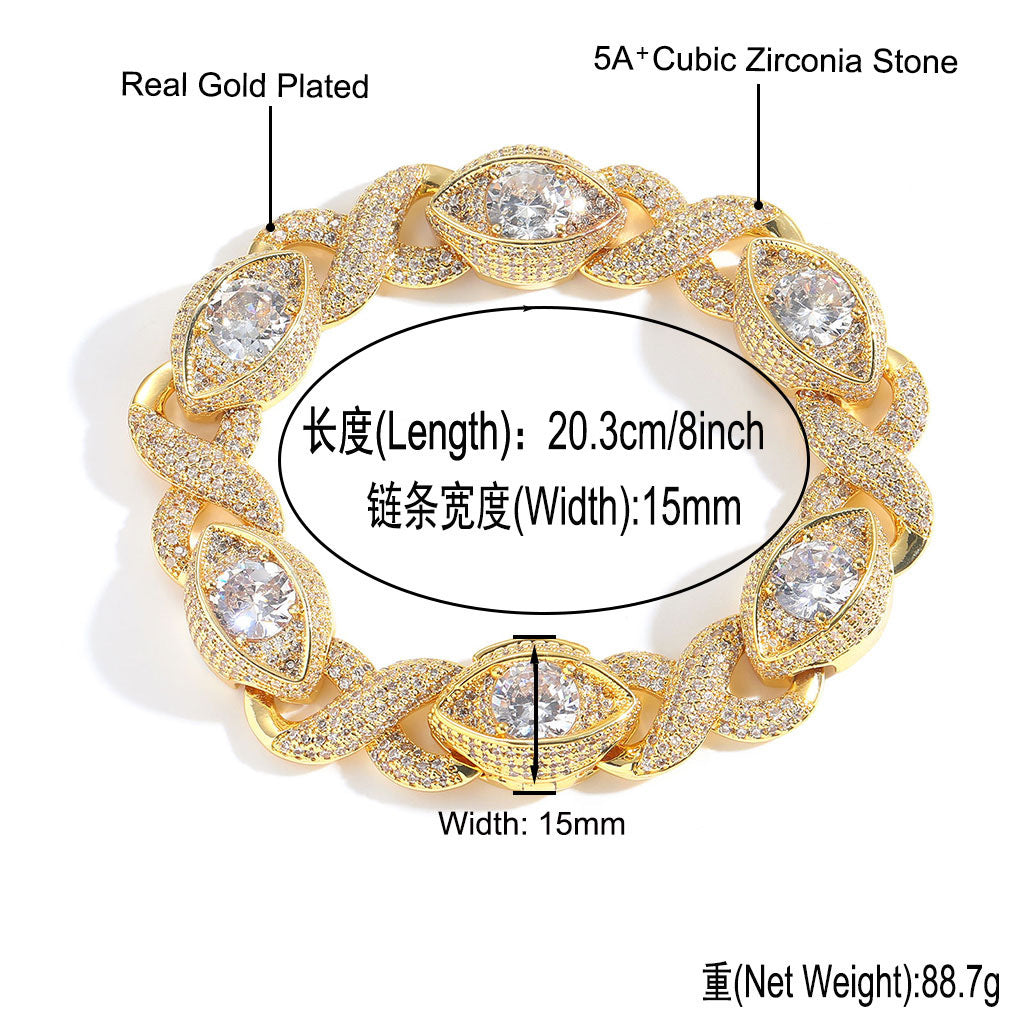 Hip Hop Four Leaf Clover Tennis Chain Cubic Zirconia Bracelet for Men and Women