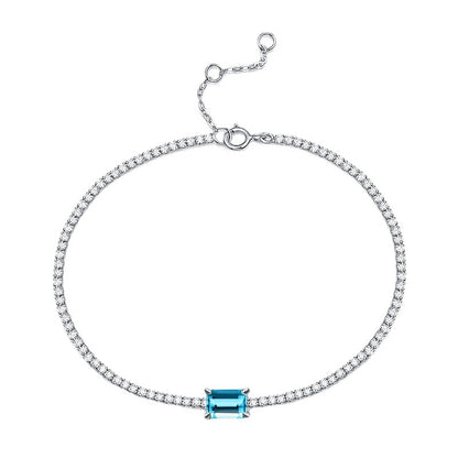 Lab-Grown Emerald Tennis Bracelet, S925 White Gold Plated Bracelet