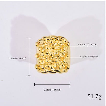 Square Studded Hip Hop Statement Ring for Men and Women