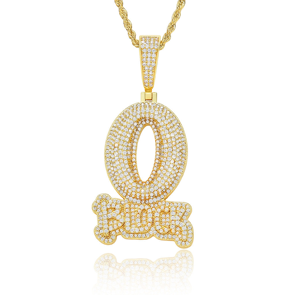 Hip Hop Letter Cubic Zirconia Pendant Necklace for Men and Women