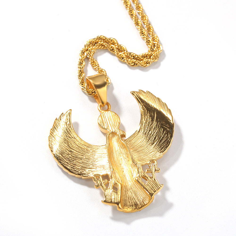 Gold Eagle Pendant Necklace for Men & Women - Iced Out Stainless Steel Statement Chain product image