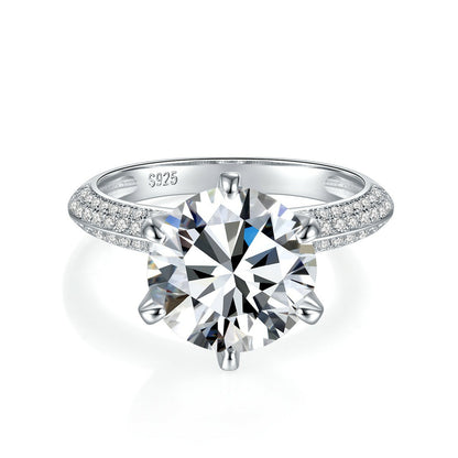5 Carat Moissanite Halo Engagement Ring, 925 Sterling Silver Solitaire Ring for Women