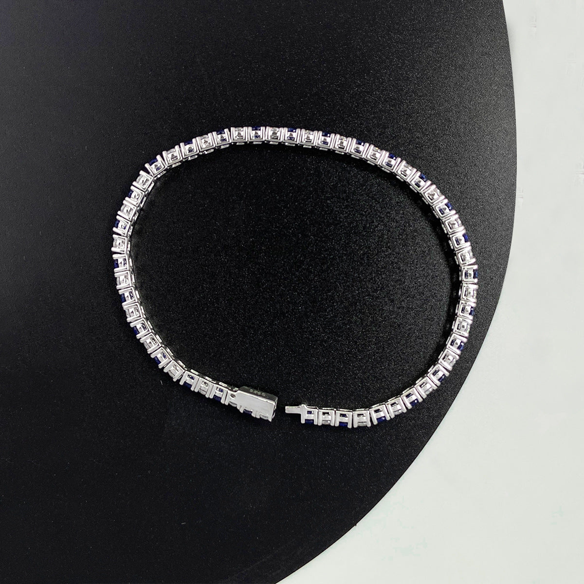 925 Silver Blue Stone Tennis Bracelet, Dainty Cultured Sapphire Bracelet for Women, Everyday Stackable Wrist Jewelry product image