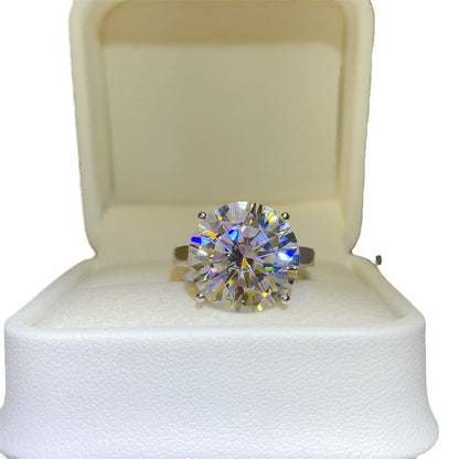 VVS1 Moissanite Solitaire Ring for Women, Round Cut Engagement Ring, 1 to 10 Carat Statement Promise Ring