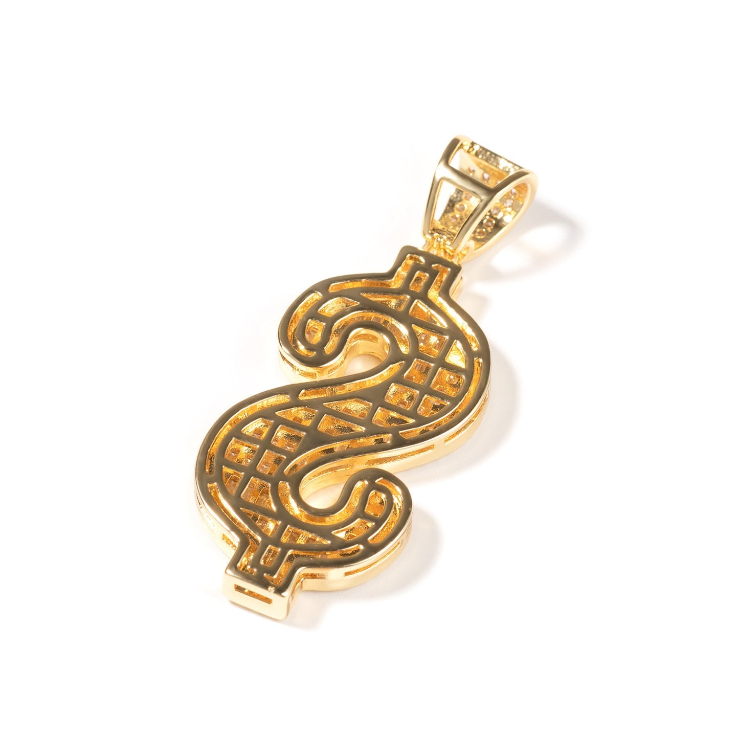 Iced Dollar Sign Pendant Necklace for Men and Women – Gold or Silver Color Cuban Twist Chain with Cubic Zirconia Statement Charm
