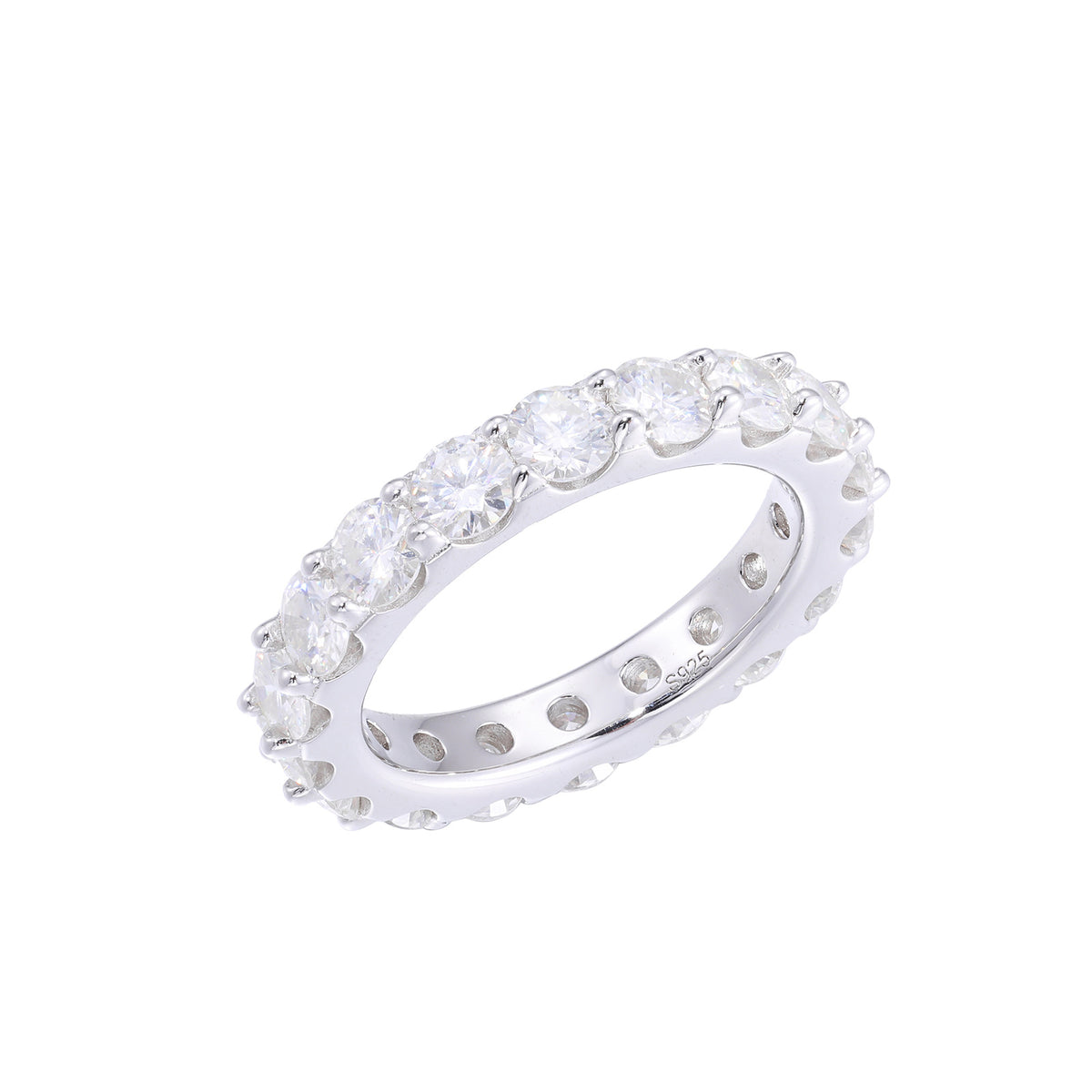 Moissanite Eternity Ring in 925 Silver, Round Stone Band, Unisex product image