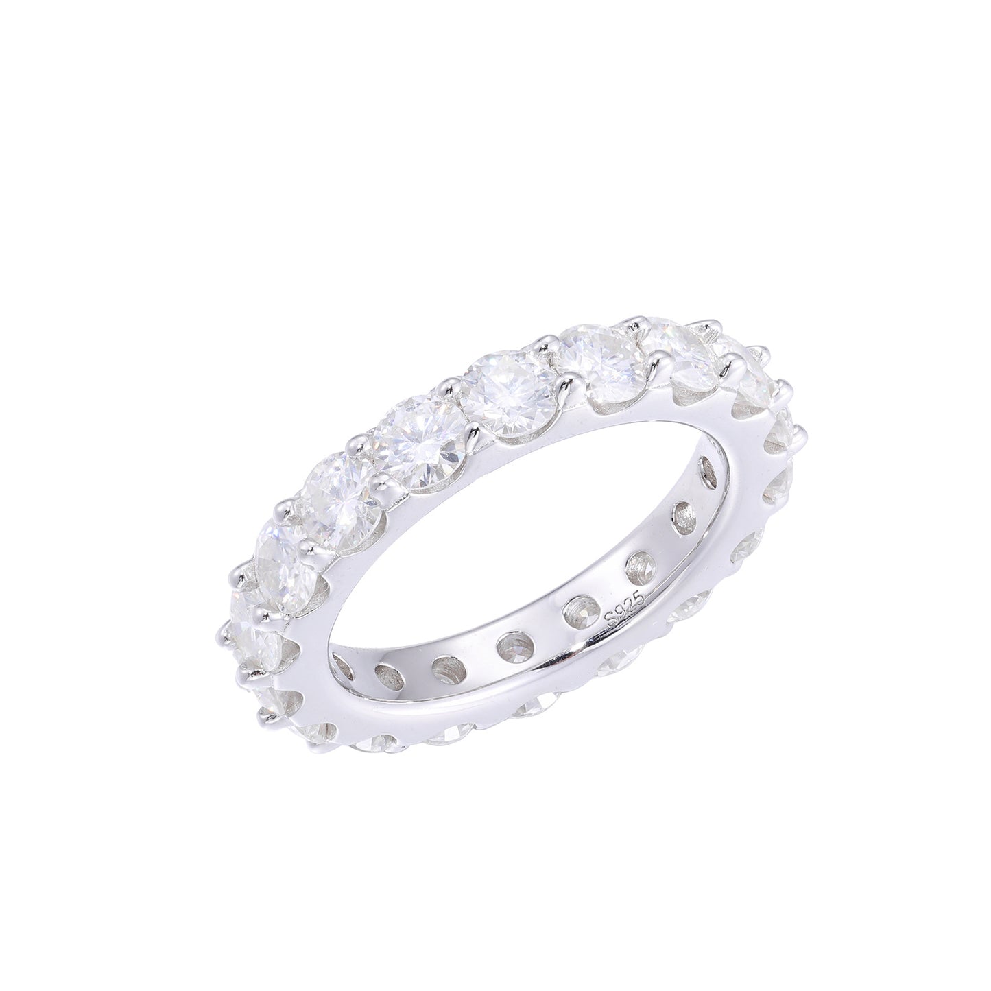 Moissanite Eternity Ring in 925 Silver, Round Stone Band, Unisex product image