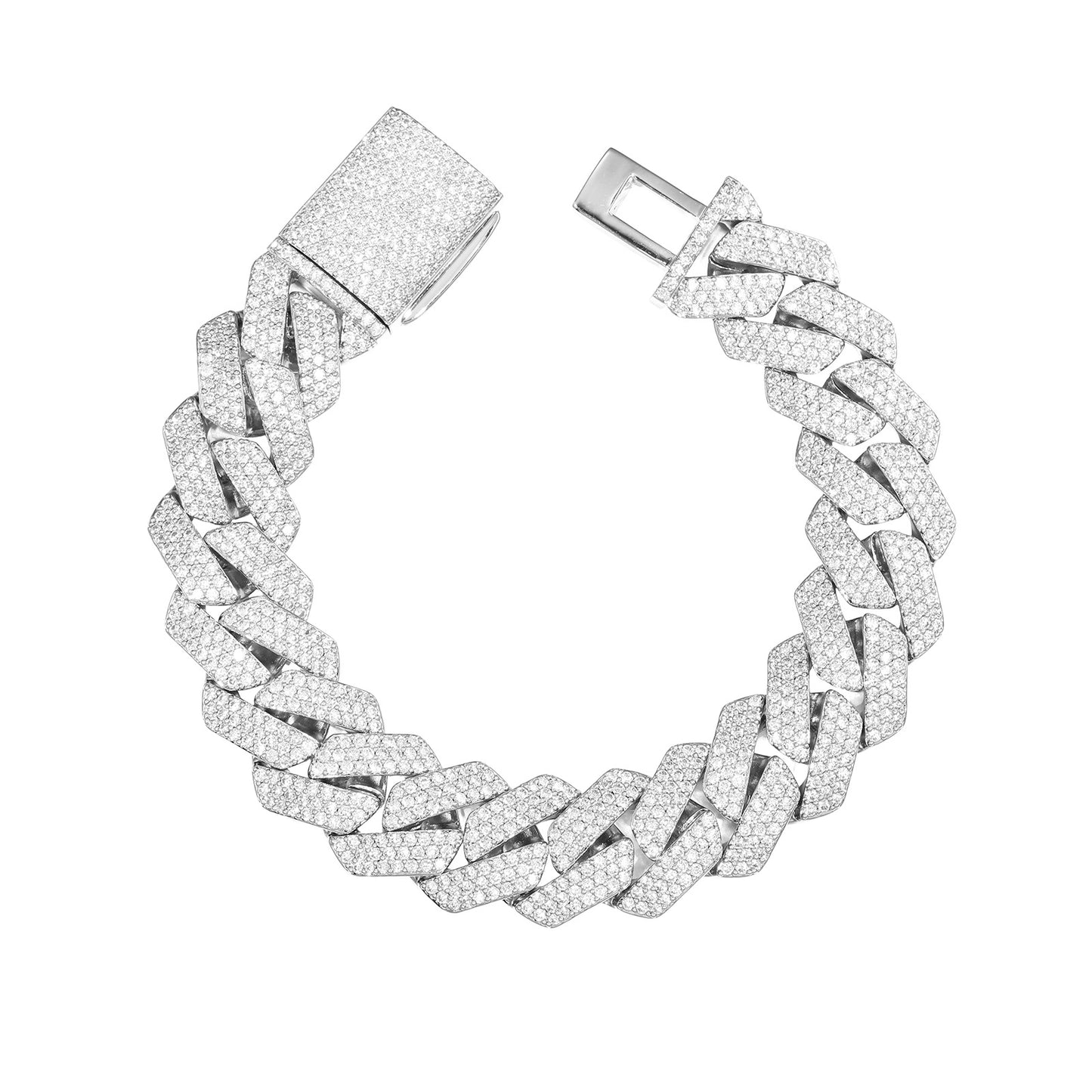 Iced Out Moissanite Cuban Link Bracelet for Men and Women - 16mm Diamond Shape Statement Chain product image