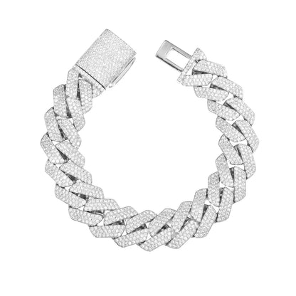 Iced Out Moissanite Cuban Link Bracelet for Men and Women - 16mm Diamond Shape Statement Chain