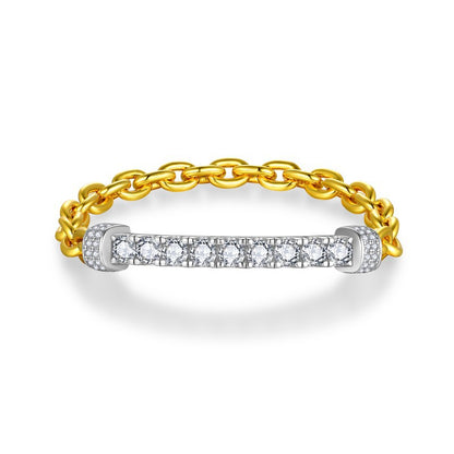Two-Tone Tennis Bracelet with Clear Round Stones and T-Bar Clasp