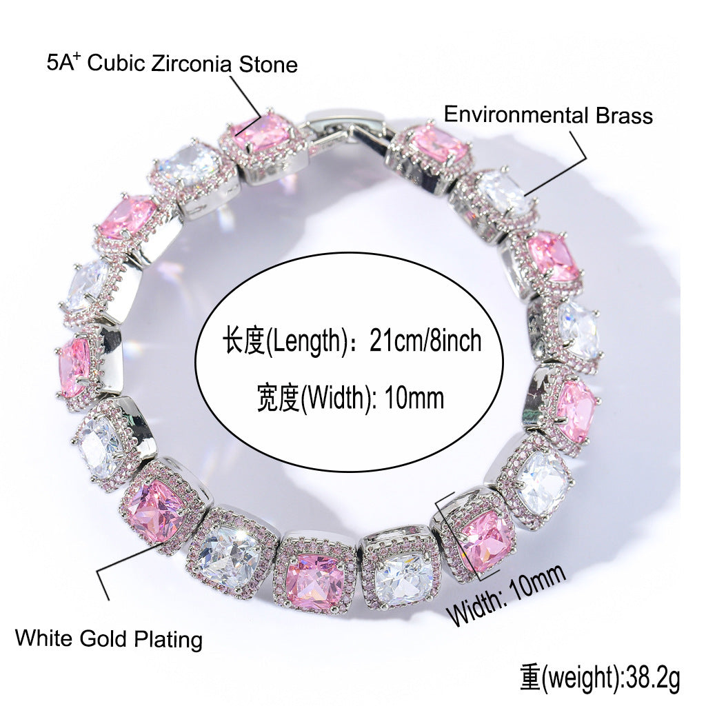 Hip Hop Light Luxury Iced Link Cubic Zirconia Bracelet for Men and Women