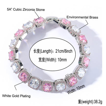 Hip Hop Light Luxury Iced Link Cubic Zirconia Bracelet for Men and Women