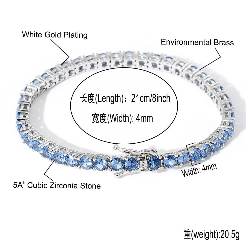 Hip Hop Light Luxury Fashion Cubic Zirconia Bracelet for Men and Women