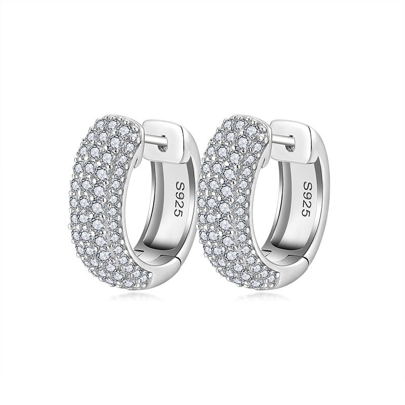 S925 Moissanite Huggie Hoop Earrings for Women, Pave Hoop Earrings, Everyday Sparkle Jewelry Gift product image