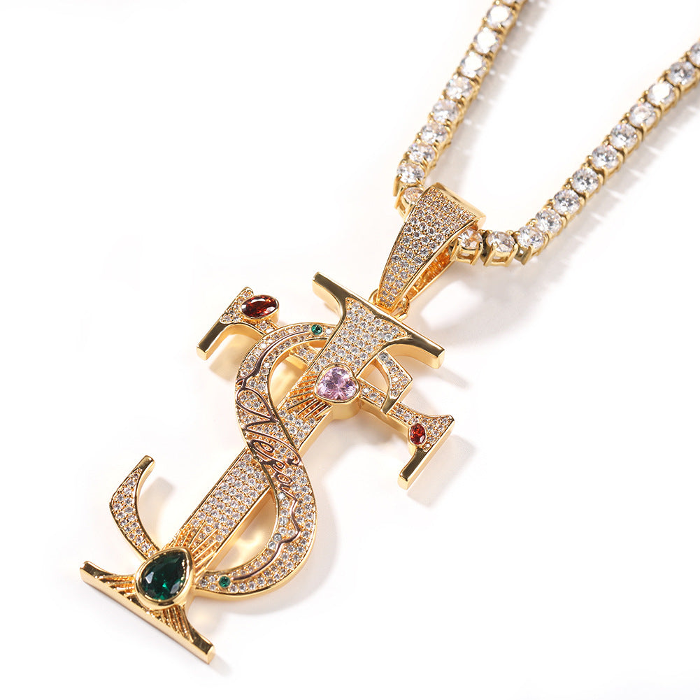Iced Cross Pendant Necklace with Cubic Zirconia Rope Chain for Women and Men – Hip Hop Statement Jewelry, Gold Plated or Silver Plated, 24 Inch