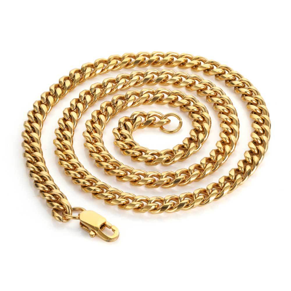 6-9 mm Polished Cuban Hip Hop Necklace or Bracelet with Stainless steel Base - CHA026 product image