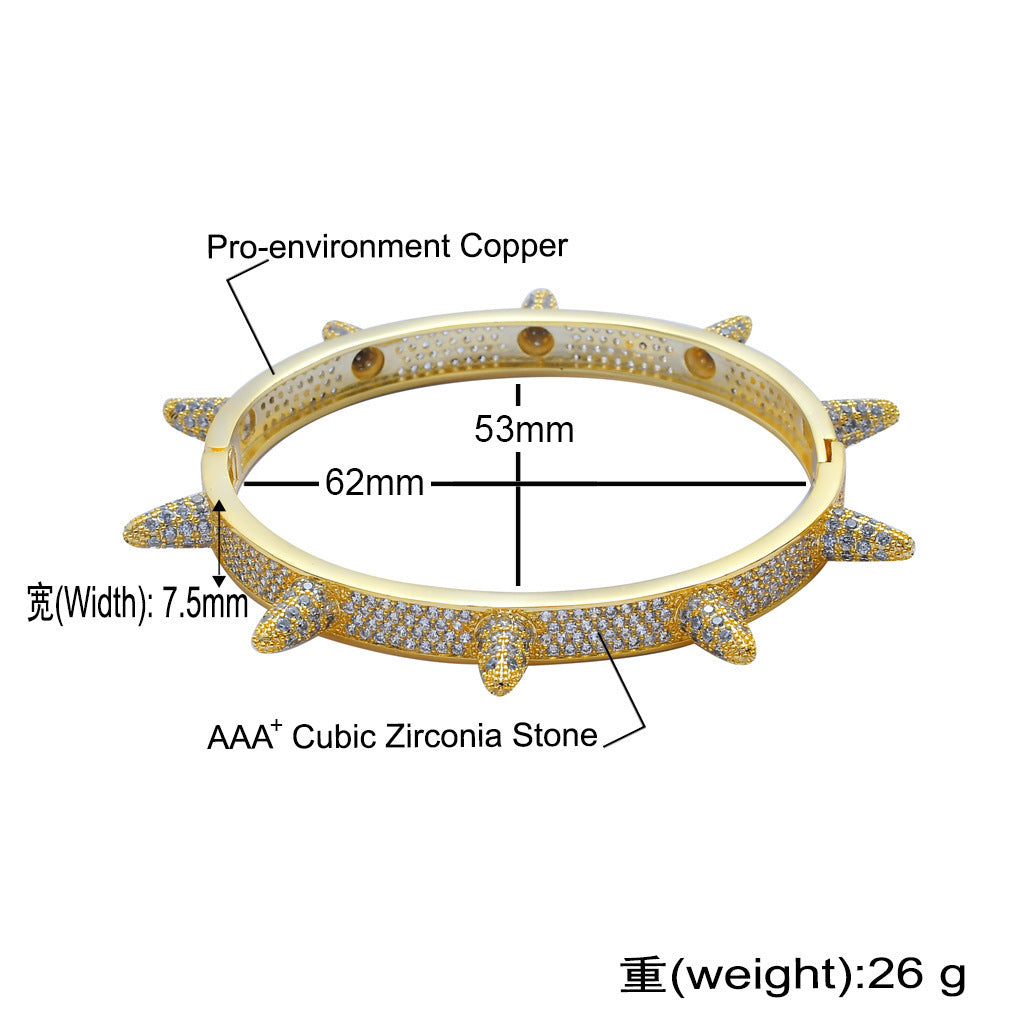 Hip Hop Punk Fashion Copper Bracelet for Men and Women