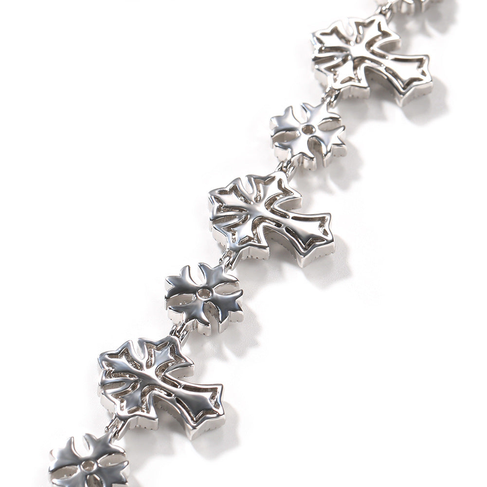 Iced Snowflake Cuban Link Bracelet for Women & Men - Cubic Zirconia Copper Chain Bracelet in Gold or Silver, 7inch/8inch