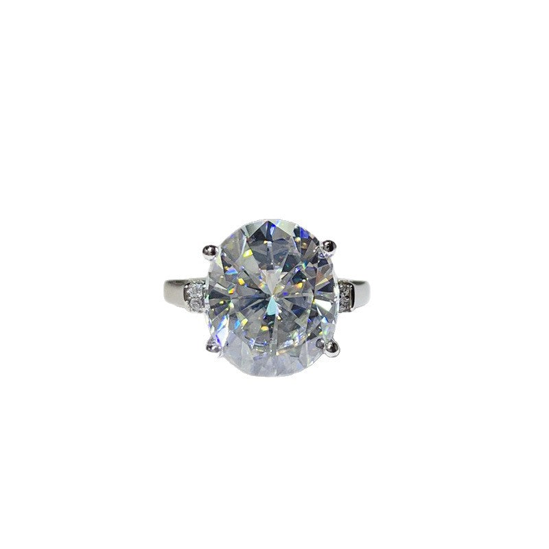 Oval Moissanite Ring for Women, 3 Carat Lace-Style Engagement Ring with Side Accent Stones product image