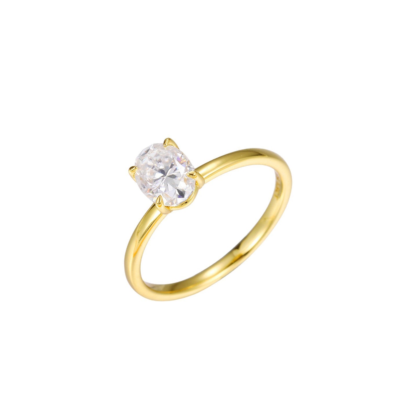 925 Silver Gold Plated Oval Moissanite Ring for Women and Men product image