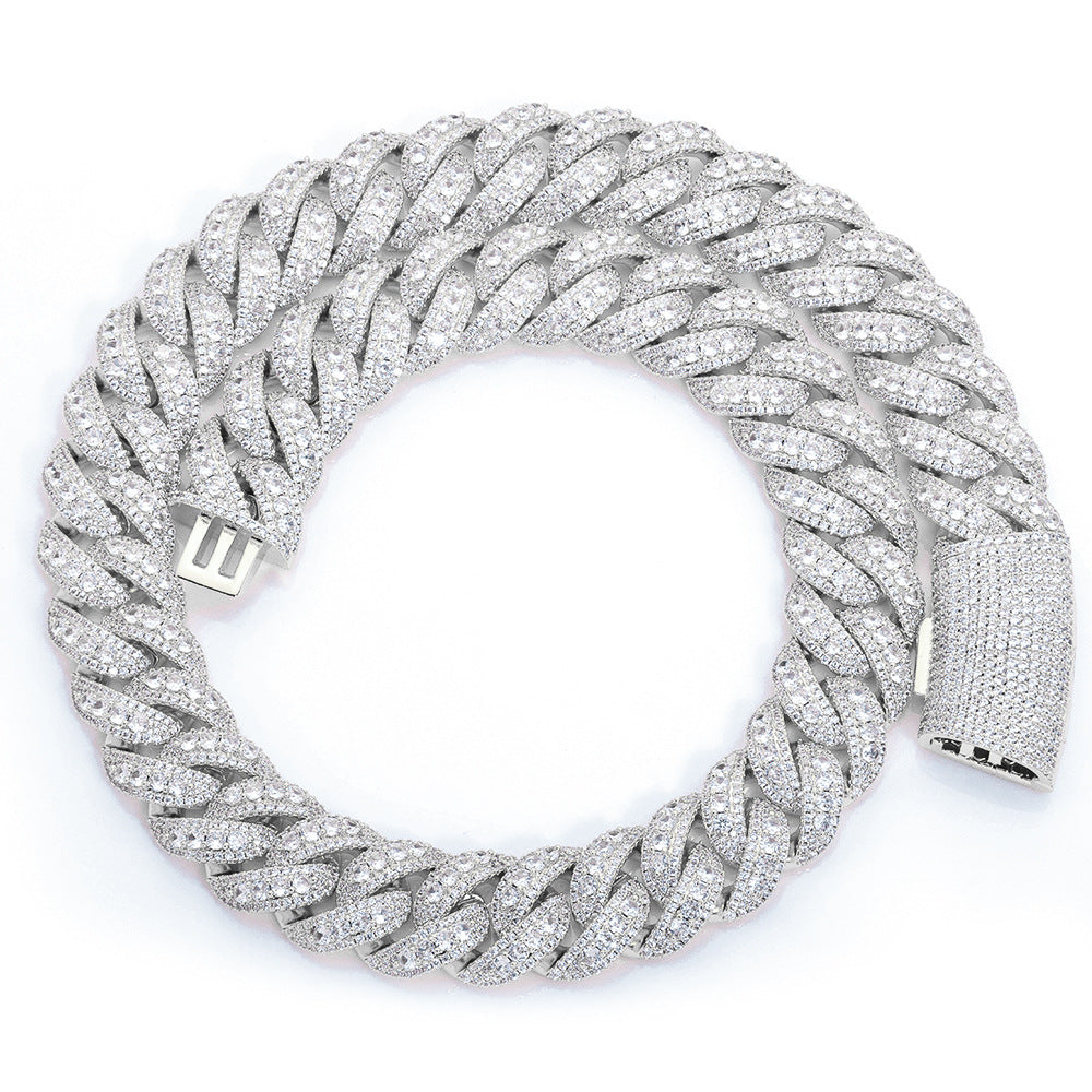 22 mm Wide Iced Cuban Hip Hop Necklace or Bracelet with Cubic Zirconia on a Copper Base - CHA361 product image