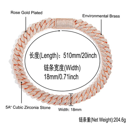 Hip Hop Light Luxury Cuban Link Cubic Zirconia Necklace for Men