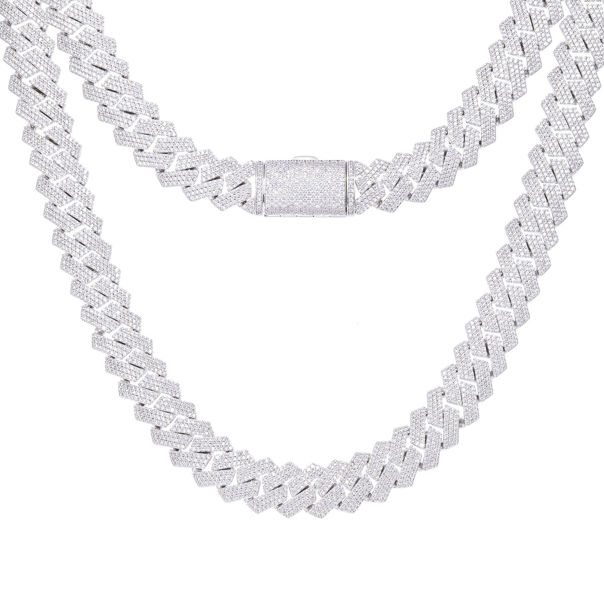 Iced Out Cuban Link Chain Bracelet & Necklace, Geometric Zircon Hip Hop Jewelry product image