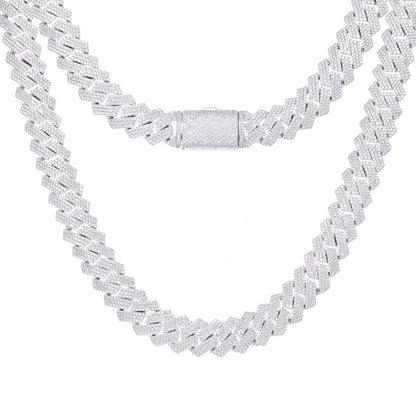 Iced Out Cuban Link Chain Bracelet & Necklace, Geometric Zircon Hip Hop Jewelry