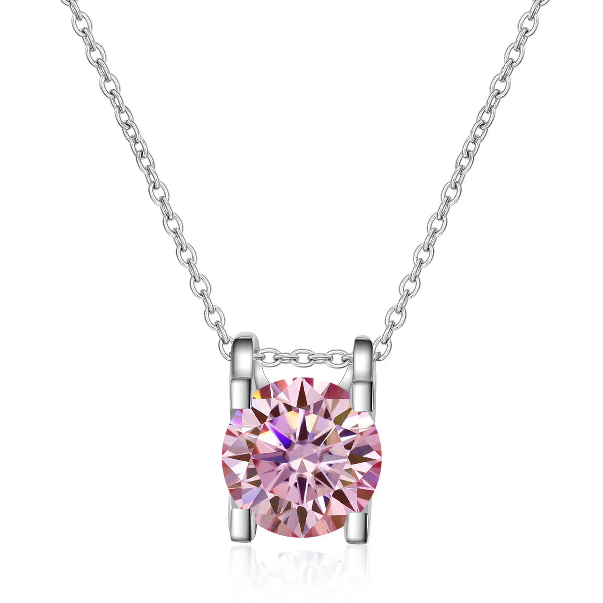 1/2 ct Moissanite Pendant Necklace, Box Chain, Round Color Stone, Layering Jewelry product image
