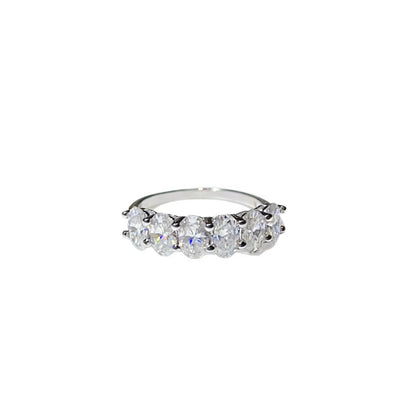 Oval Cut Row Ring for Women, U-Shape Band Stackable Statement Ring Sizes 9-18
