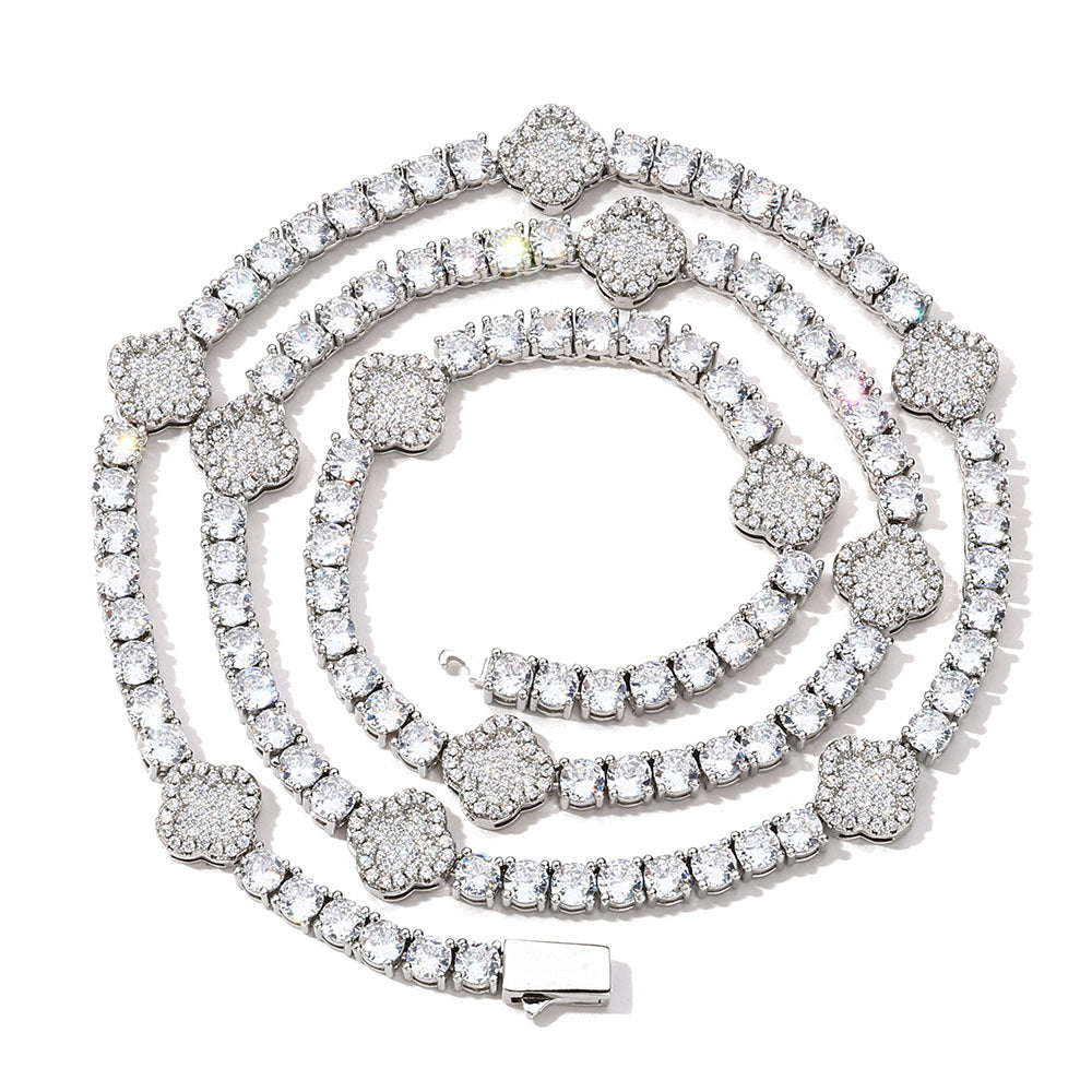 Clover Cluster CZ Tennis Hip Hop Necklace or Bracelet with Copper Base - CHA306 product image