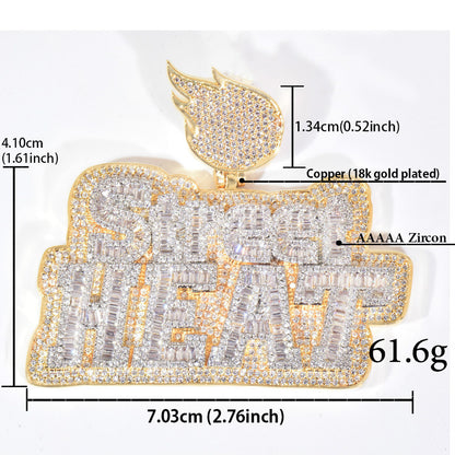 Unisex Iced Out Heat Letter Pendant Necklace
