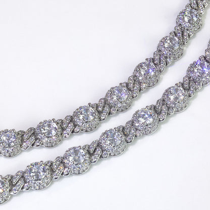 7.5 mm Round Cluster CZ Cuban Copper Bracelet - CHA318