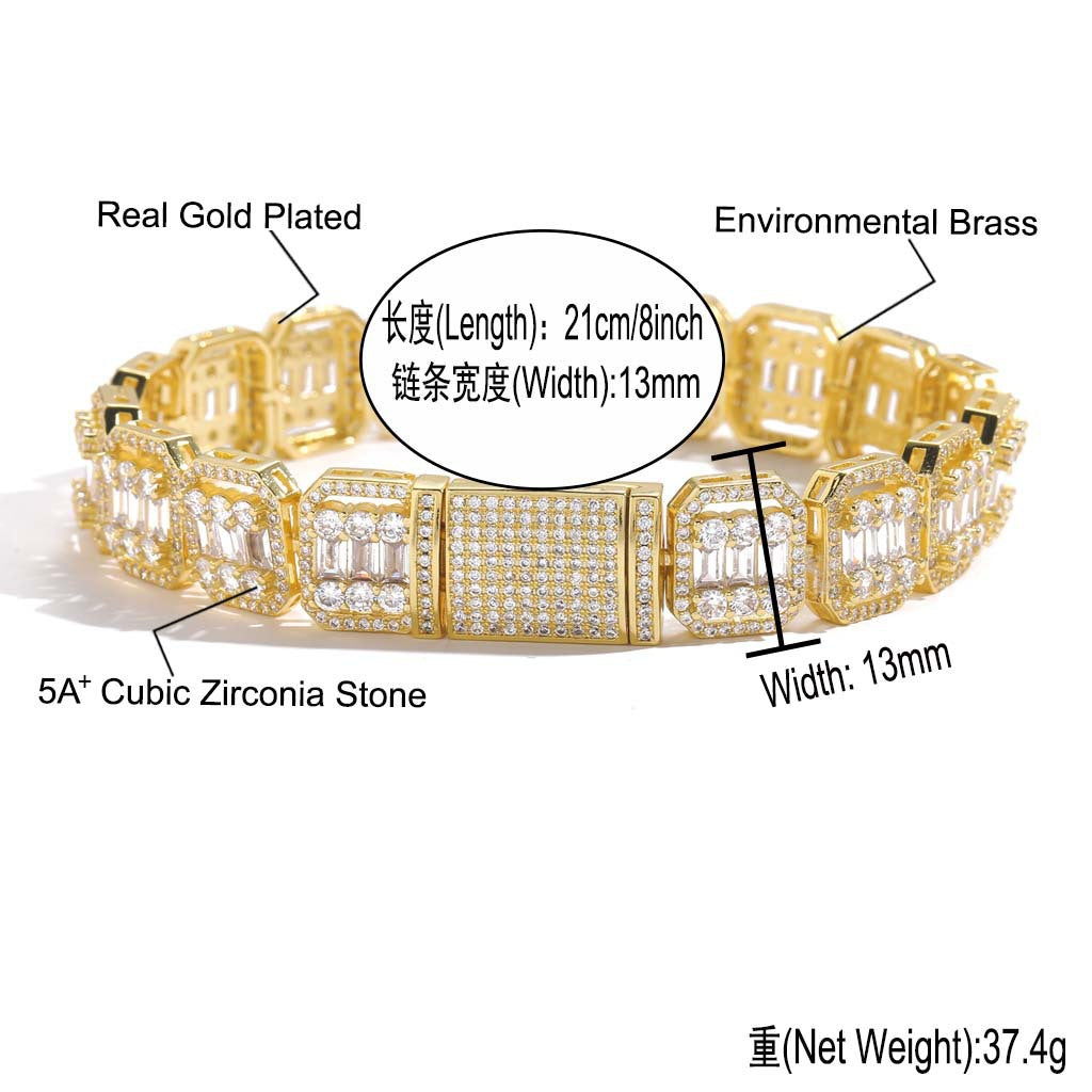 Hip Hop Cuban Link Cubic Zirconia Bracelet for Men